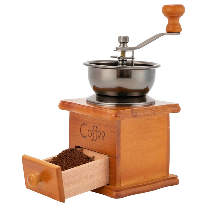 Manuelle Kaffeemühle, Kaffeebohnenmühle Handmühle Retro Stil Gusseisen Handkurbel Holzschublade Bohn