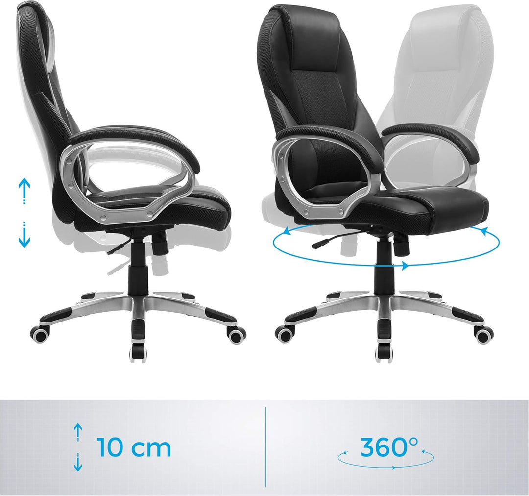 SONGMICS Bürostuhl Chefsessel Drehstuhl Computerstuhl Sitzhöhenverstellung office Stuhl Polsterung,
