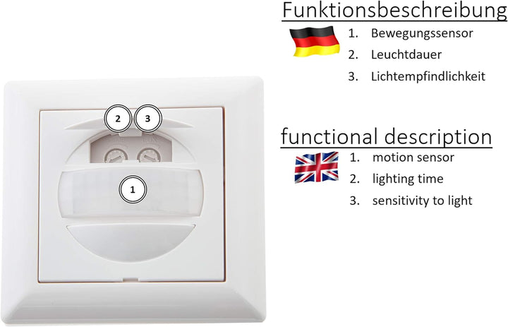 HUBER Motion 13 PIR Bewegungsmelder 170° für Innen I Unterputz Bewegungsmelder - Motion Sensor mit T