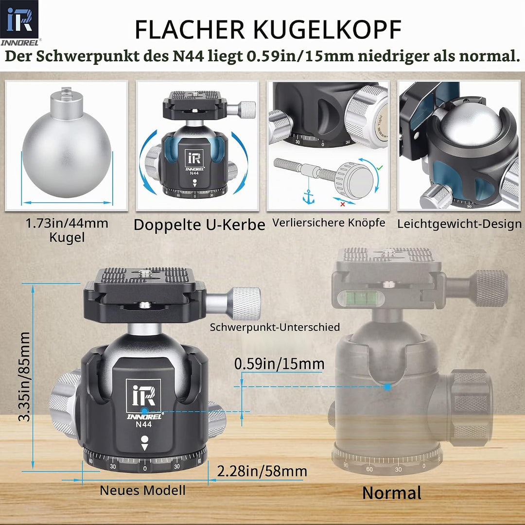 INNOREL GT324C Karbonfaser Professionelles kompaktes Stativ für DSLR-Kameras Hochleistungsständer mi
