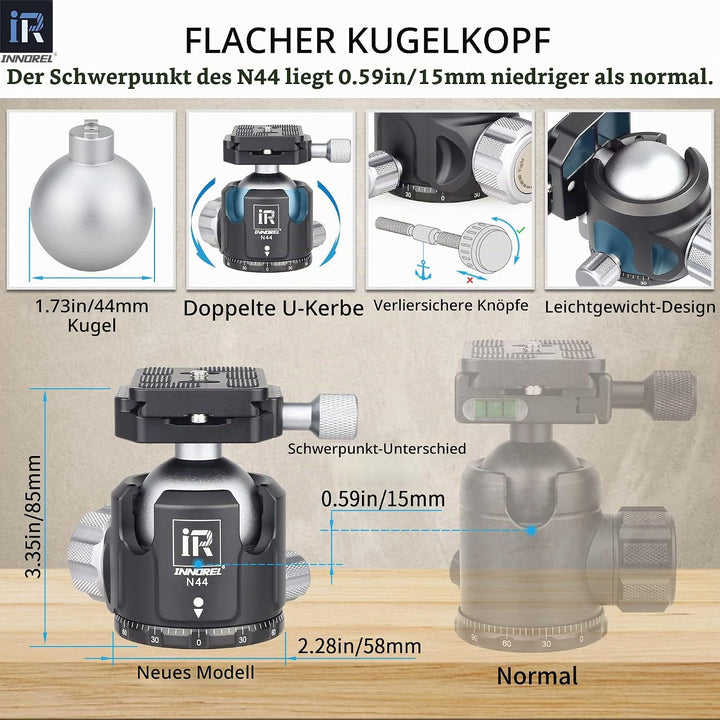 INNOREL GT324C Karbonfaser Professionelles kompaktes Stativ für DSLR-Kameras Hochleistungsständer mi