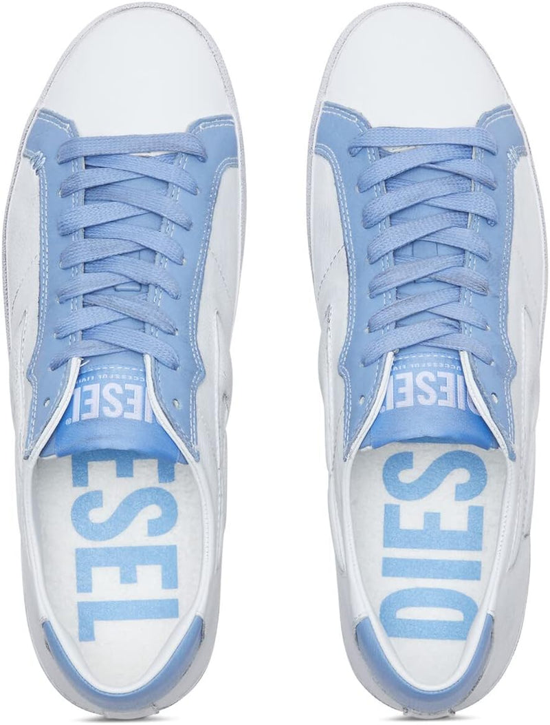 Diesel Herren Leroji Sneakers 35 EU White Placid Blue H9474 Low, 35 EU White Placid Blue H9474 Low