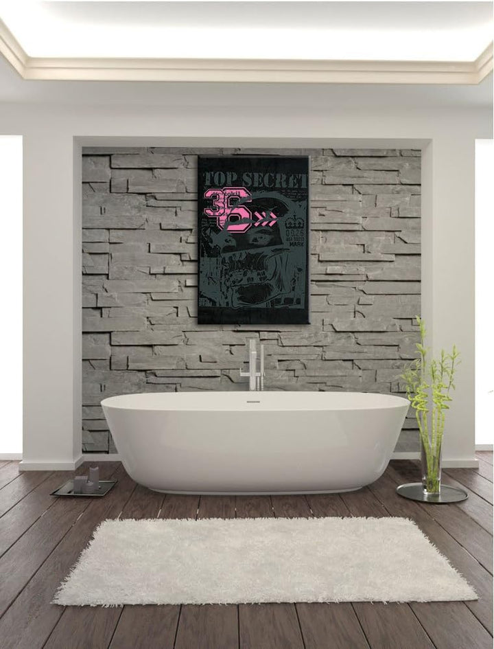 Dark Top secret black Bild auf Leinwand, XXL riesige Bilder fertig gerahmt mit Keilrahmen, Kunstdruc