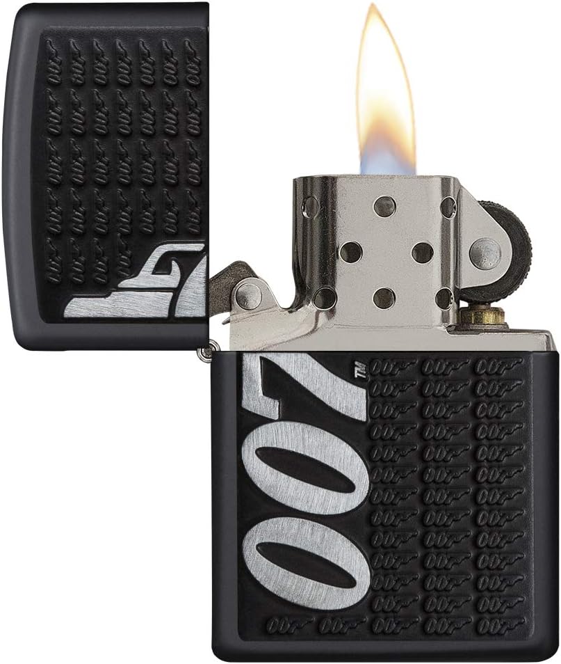 Zippo, James Bond-Feuerzeug, offizielles Lizenzprodukt, windsicher, langlebig M Schwarz, matt