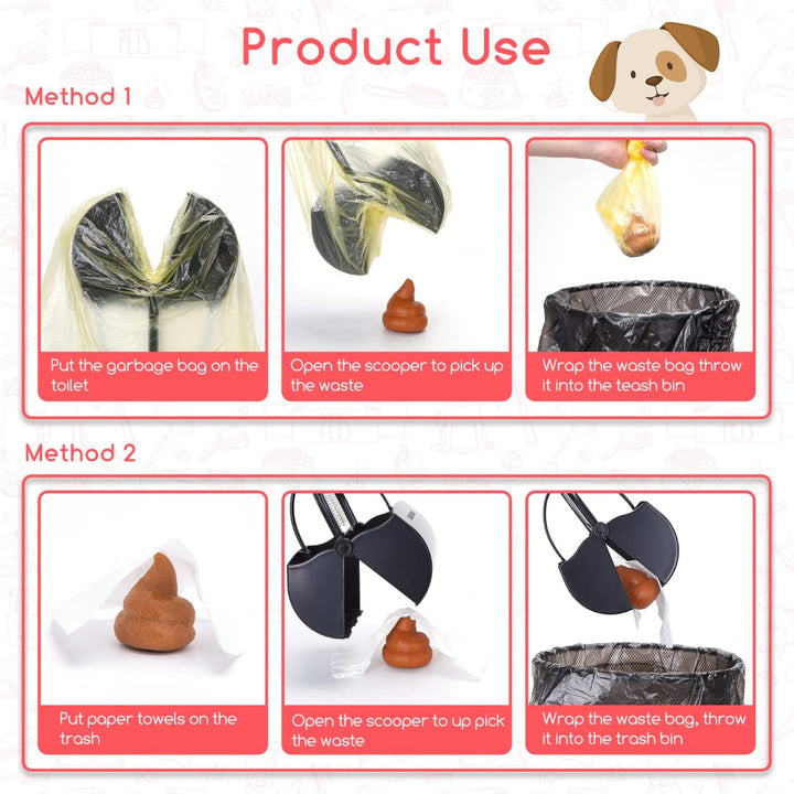 Nobleza Pooper Scooper Faltbar Hundekotschaufel mit Einfach Nutzbarem Hebel und Hochdruck Feder Hund