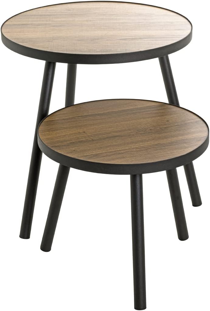 HAKU Möbel Beistelltisch, MDF, schwarz-eiche, Ø 50 x H 52 cm