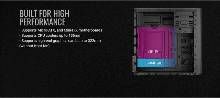 AeroCool CS103 - Micro ATX PC-Gehäuse, poliertes Aluminium, 80 mm Lüfter hinten schwarz única Schwar