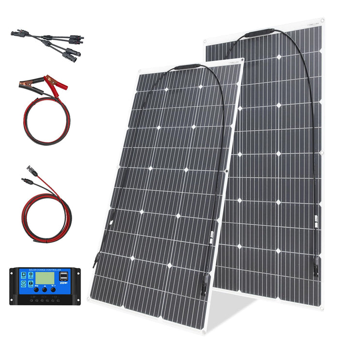 200W Flexibles Solarmodul Kit Set Solarpanel 2pcs 100W 18V Monokristalline Photovoltaikmodul 20A Con