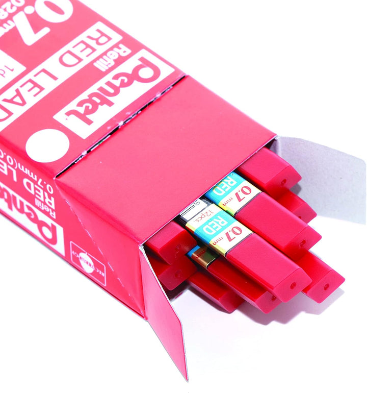Pentel PPR Cases mit 12 rot Ersatzmine für Druckbleistifte 0,7 mm 0,7Â mm rot, 0,7Â mm rot