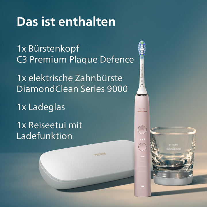 Philips DiamondClean Elektrische Zahnbürste - Schallzahnbürste mit 4 Putzprogrammen, Timer, Rosa, 1