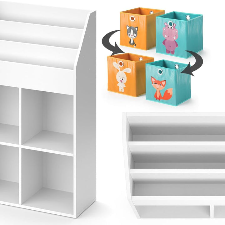 Vicco Kinderregal Luigi, Weiss, 72 x 114.2 cm mit 2 Faltboxen, mit 2 Faltboxen