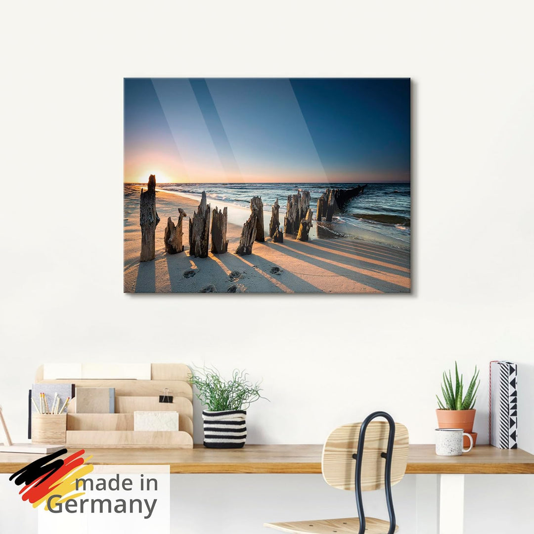 ARTland Glasbilder Wandbild Glas Bild einteilig 60x45 cm Querformat Strand Meer Ostsee Landschaft So