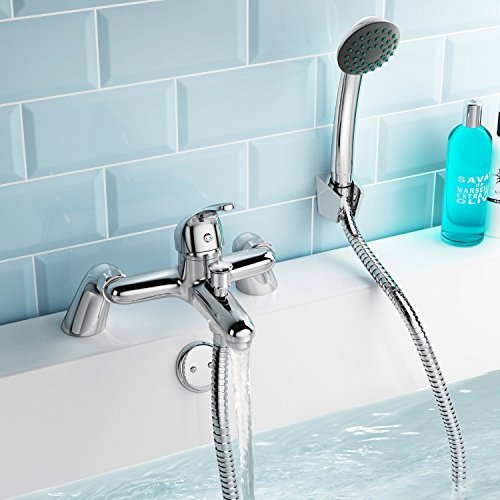 VeeBath EBA82 Egham Moderne Runde Monoblock-Einhebel-Badezimmer-Mischbatterie Bad Wannenfüller Messi