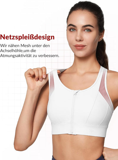 Yvette Starker Halt Sport BH Grosse Brüste mit Vorderverschluss Mesh Ringerrücken Ohne Bügel für Fit