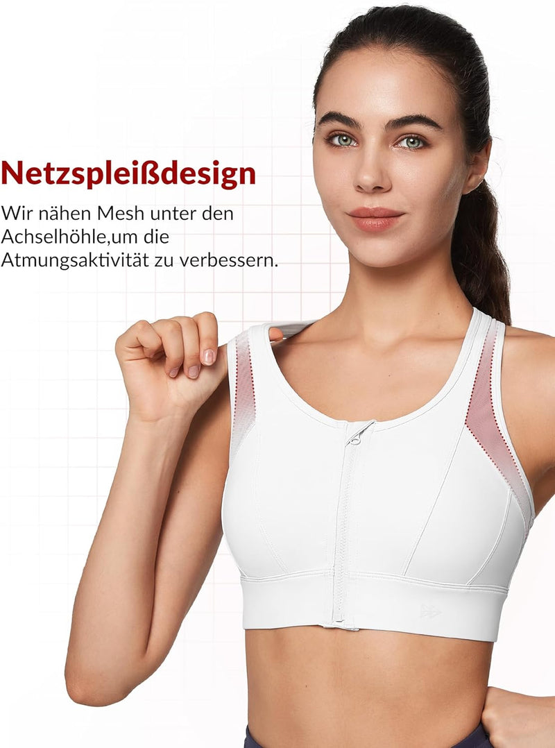 Yvette Starker Halt Sport BH Grosse Brüste mit Vorderverschluss Mesh Ringerrücken Ohne Bügel für Fit