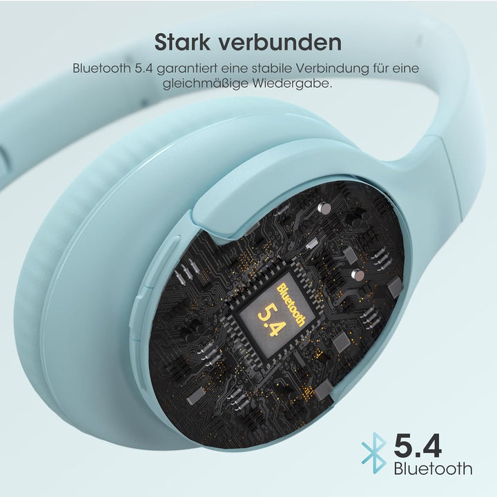 DOQAUS Bluetooth Kopfhörer Over-Ear Bis zu 90 Std,Kopfhörer Over Ear mit 3 EQ-Modi, HiFi-Stereo Falt