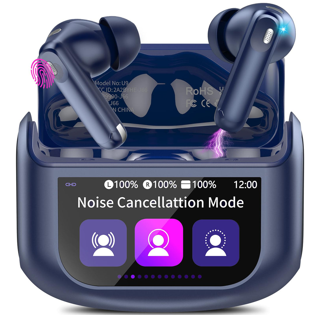 Touchscreen In Ear Bluetooth Kopfhörer ANC+ENC Noise Cancelling Mic Blau | Kopfhörer Kabellos Blueto