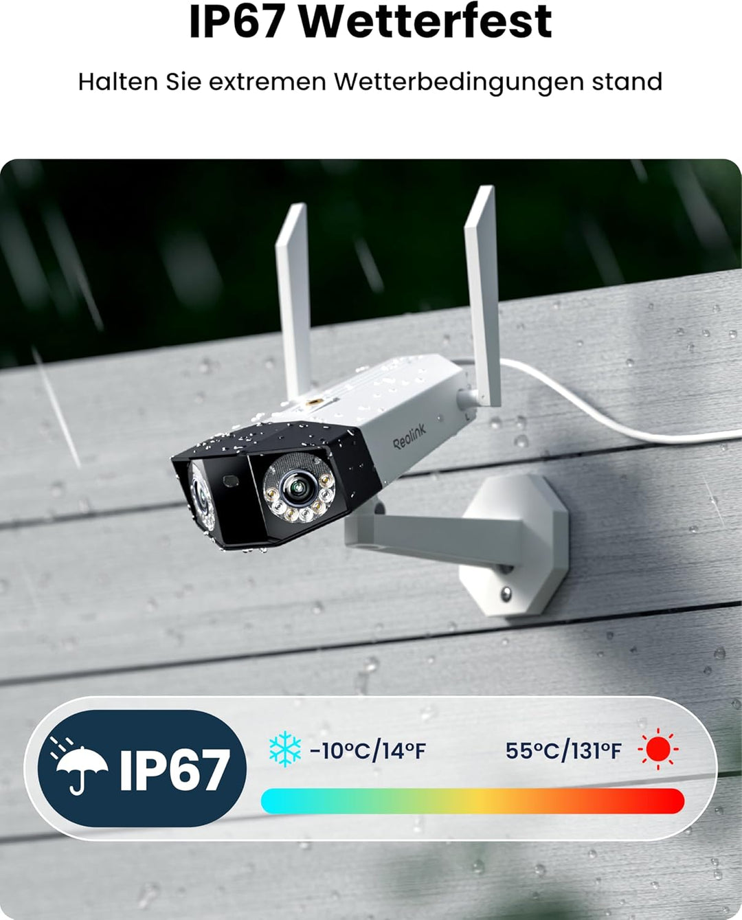 Reolink Duo 3 WiFi, 16MP Wi-Fi 6 Überwachungskamera Aussen WLAN mit 180° Panoramablick, Bewegungsspu