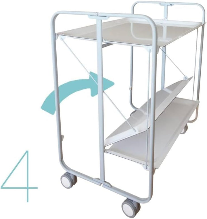 DON HIERRO - Servierwagen, klappbar, 2 Böden, grauem Rahmen. Bauhaus-Grau, Grau