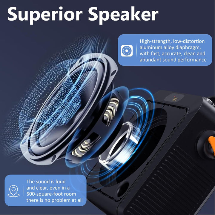 JYX Karaoke Machine mit 2 Mikrofones, Tragbaren Bluetooth Lautsprecher mit RGB-Licht, Karaoke Anlage