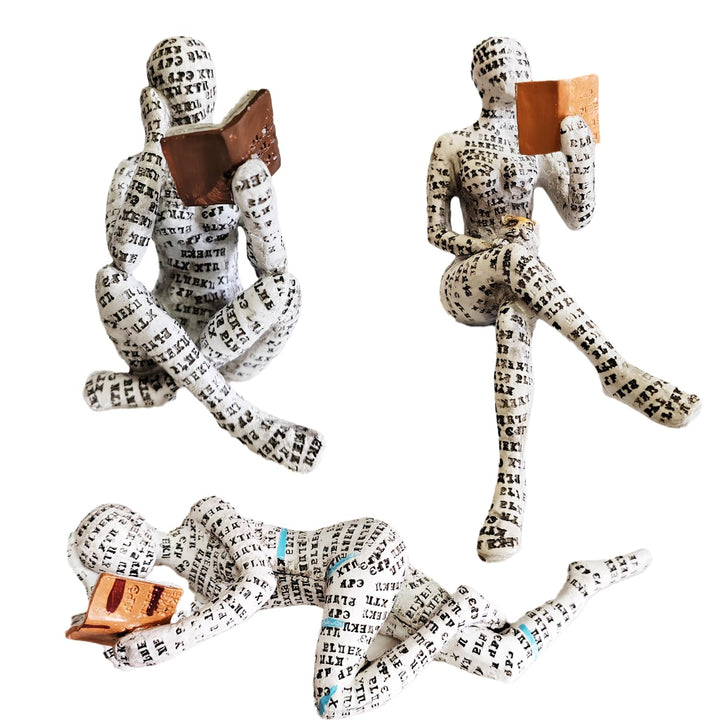 PIGPIGFLY 3pcs Leserstatue,Deko Figuren,Deko Wohnzimmer,Home Store Dekoration, Leser,Modern Abstract