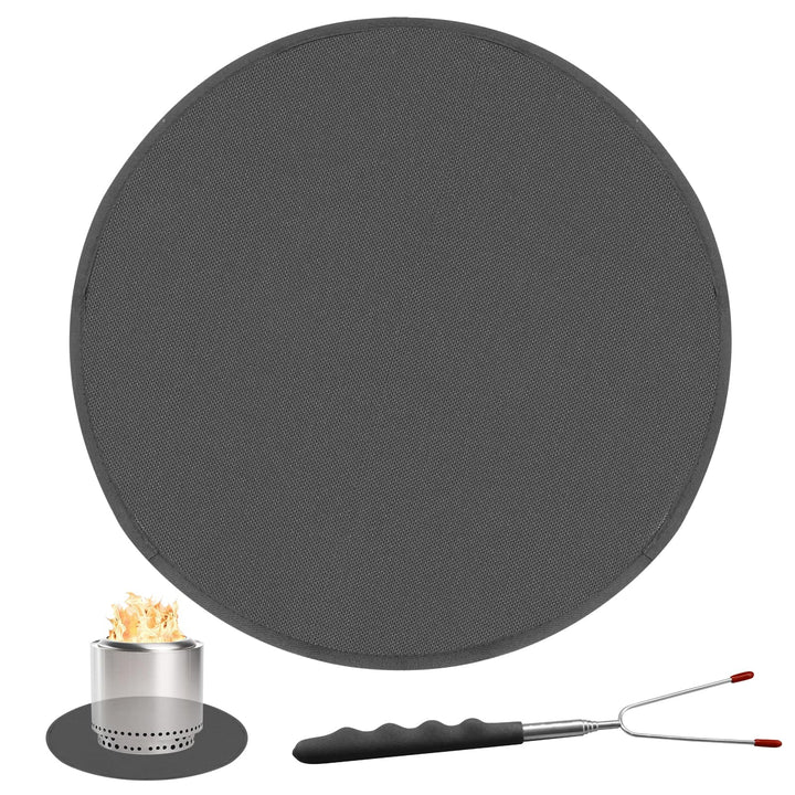 Tabletop Fire Pit Feuerstellenmatte mit einziehbarer Grillgabel, feuerfeste Tisch-Feuerstellenmatte
