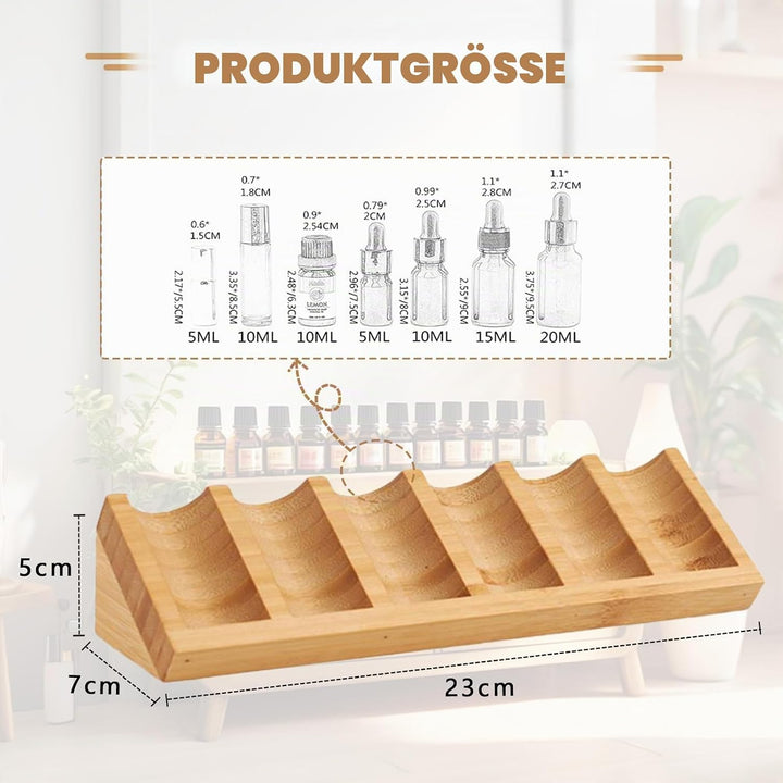 6 Loch Hölzern für Ätherisches Öl Display Ständer, Aromatherapie Öle Organizer – 2 Stück Ätherische
