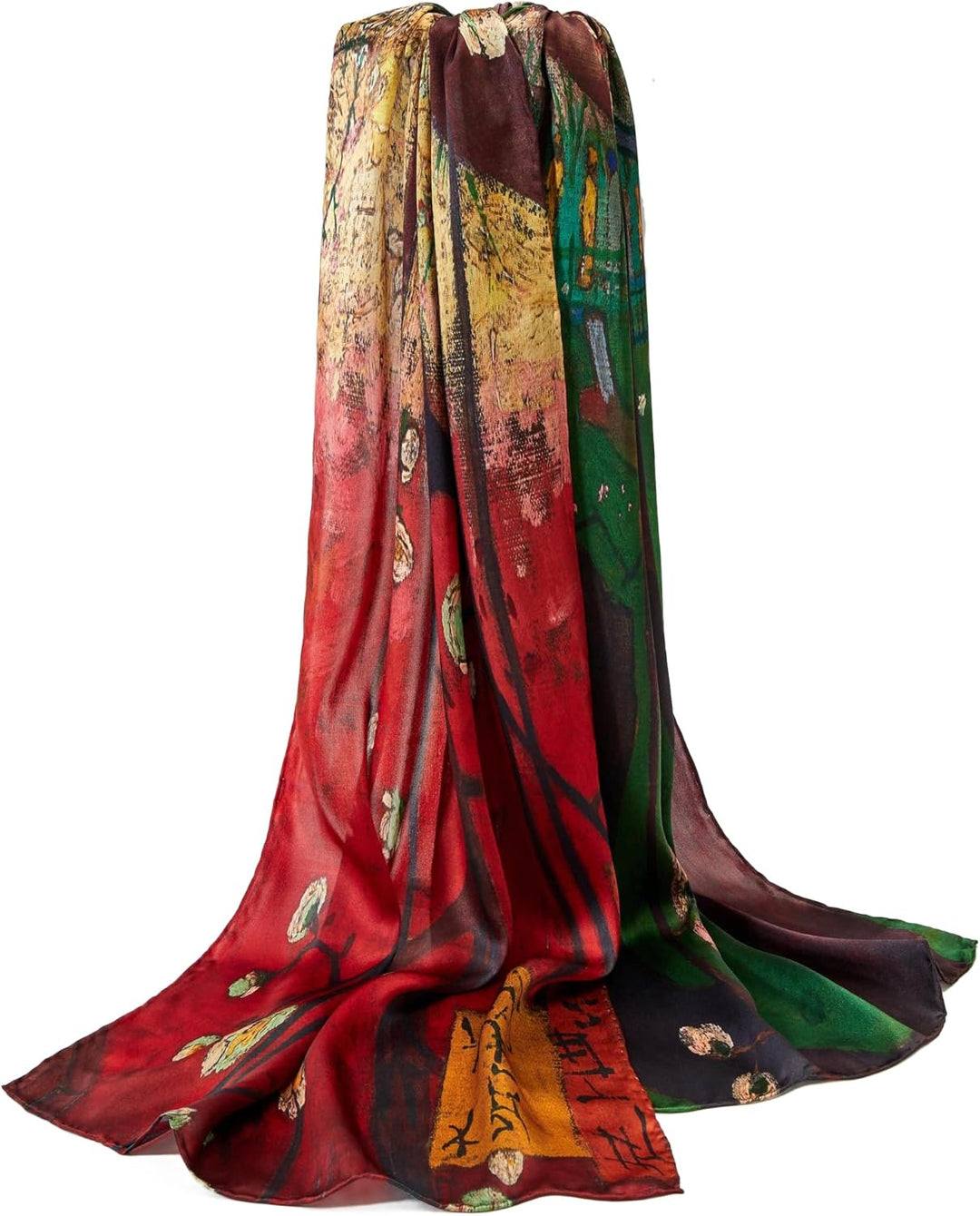 Prettystern Damen 160cm Seidenschal aus 100% Seide mit van Gogh Kunst-Motiv Silk Scarf, 160 cm X 43