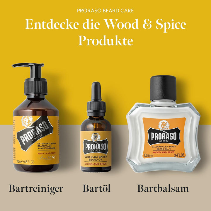 Proraso Beard Oil, Wood & Spice, 2 × 30 ml, Bartöl mit Zedernholz & Zitrus-Duft, Bart Weichmacher pf