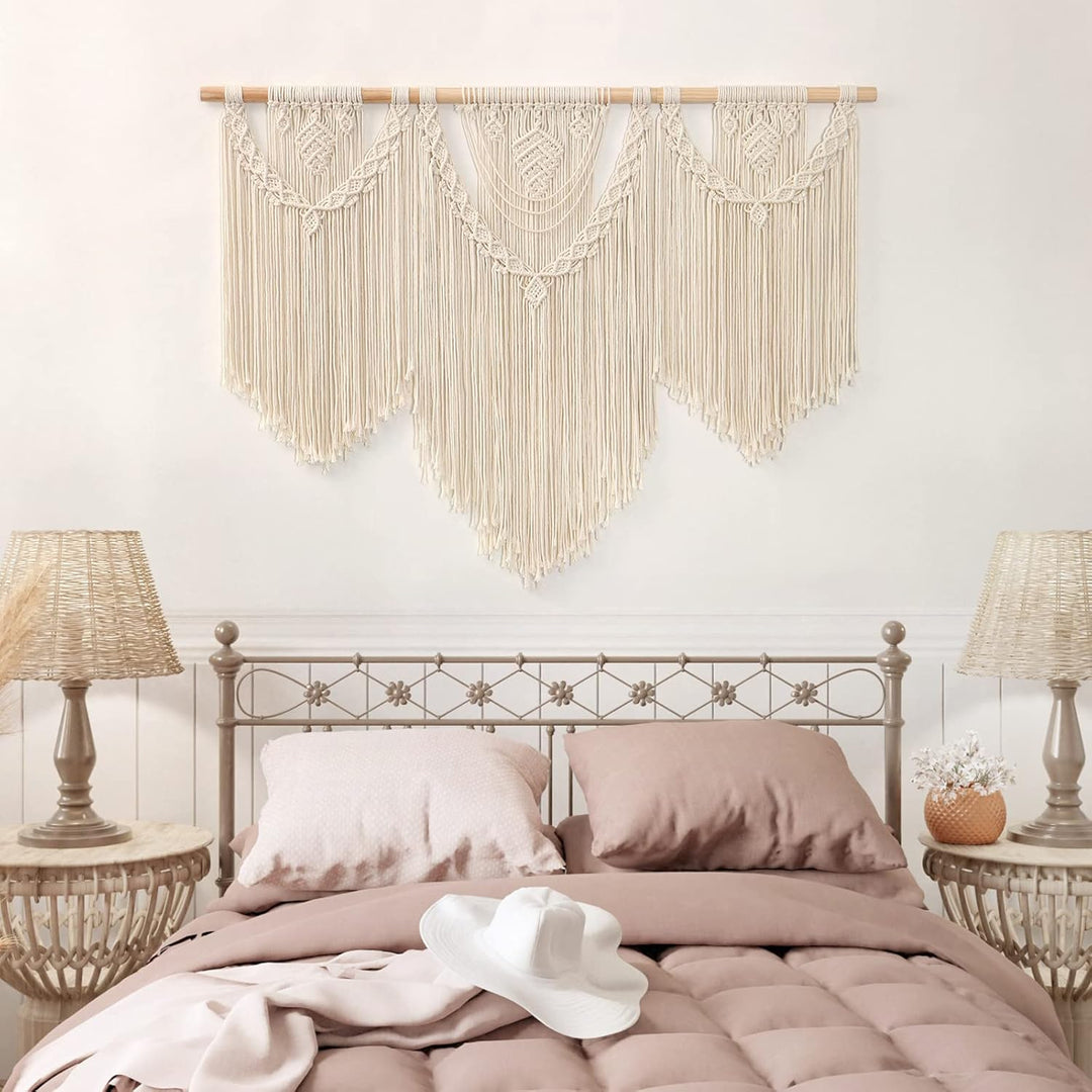 Dremisland Makramee Wandbehang Grosser Boho Gewebter Wandteppich Blatt Quaste Wand Tapisserie Böhmis