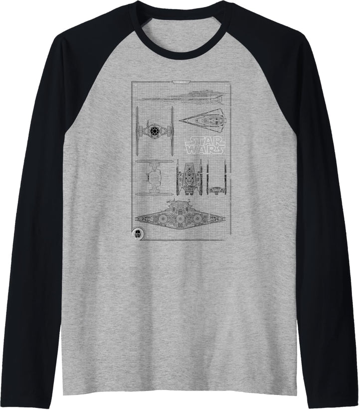 Star Wars Imperial Schematics Black Raglan