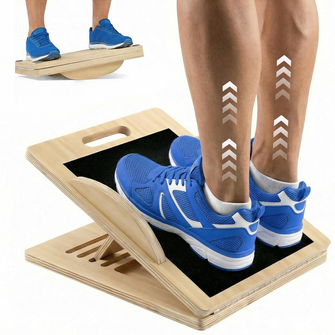 Wadendehner Schrägbrett aus Holz, 3 in 1 Stretch Board Balance Board mit 5 Winkeln und Tragegriff, K