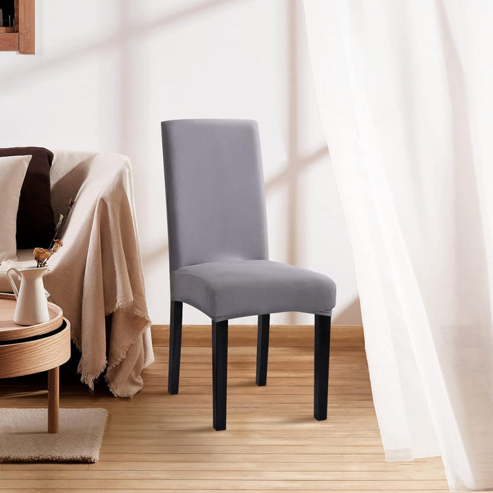 Sufdari Stuhlhussen 6er Set Grau, Stretch Esszimmer Stuhlbezug für Esszimmerstühle, Abnehmbarer Wasc
