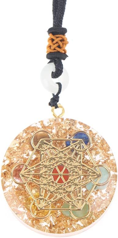 LXMYLI Orgone Metatron Cube Merkaba Anhänger Halskette, 7 Chakren Orgonite Om Yoga Healing Meditatio