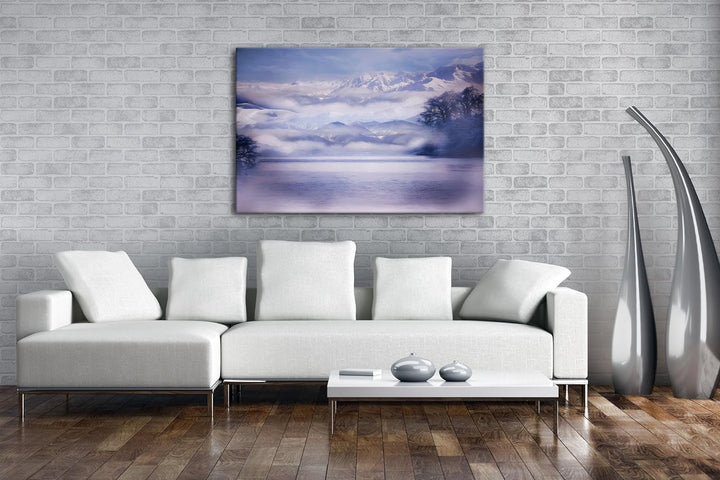 deyoli grossartige gemalte Berglandschaft Format: 100x70 als Leinwand, Motiv fertig gerahmt auf Echt
