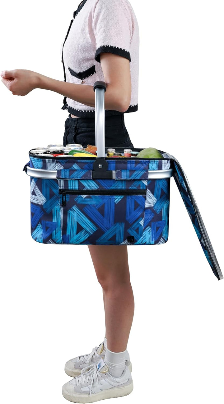 ALLCAMP 22L Einkaufskörbe Gross Isolierkorb Kühlkorb Kühltasche Picknickkorb Thermotasche Kühltasche