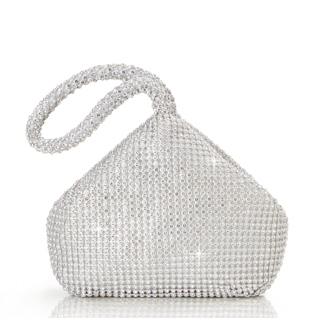 BABEYOND 1920er Flapper Handtasche Clutch 20er Jahre Gatsby Kristall Abend Clutch Bag Silber, Silber