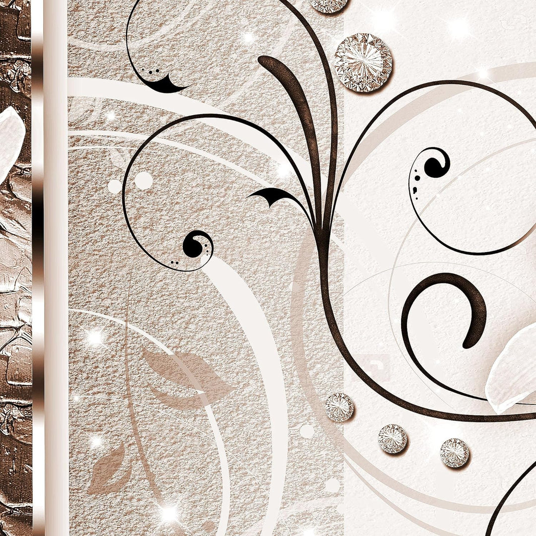 Runa Art Wandbilder Blumen Lilien 5 Teilig Bild auf Vlies Leinwand Deko Wohnzimmer Abstrakt Biege Br