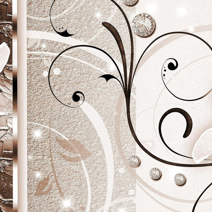Runa Art Wandbilder Blumen Lilien 5 Teilig Bild auf Vlies Leinwand Deko Wohnzimmer Abstrakt Biege Br
