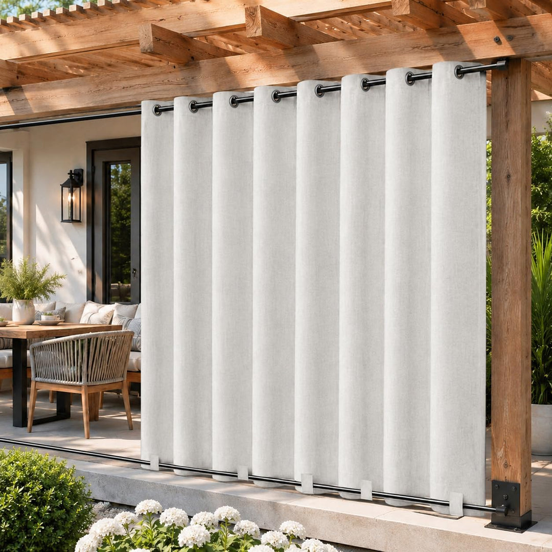 Rosnek Outdoor Vorhang Wetterfest Extra Breit B254 x H274 cm, 100% Blickdicht Winddicht mit Ösen Obe