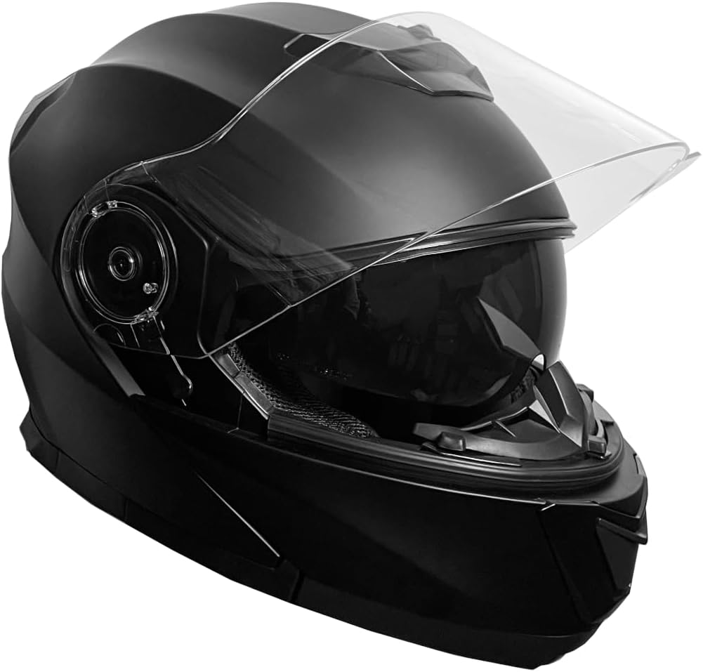 Klapphelm Integralhelm Helm Motorradhelm RALLOX 109 schwarz/matt mit Sonnenblende (S, M, L, XL) Grös