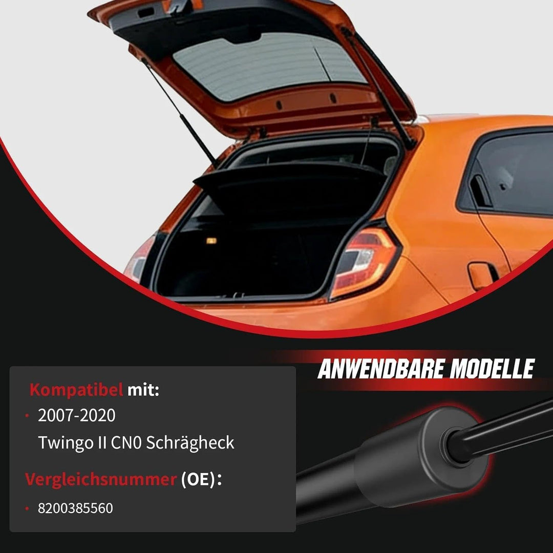 Gasfeder Heckklappe kompatibel mit Renault Twingo II CN0 (2007–2020), OTUAYAUTO 2 Stück Heckklappend