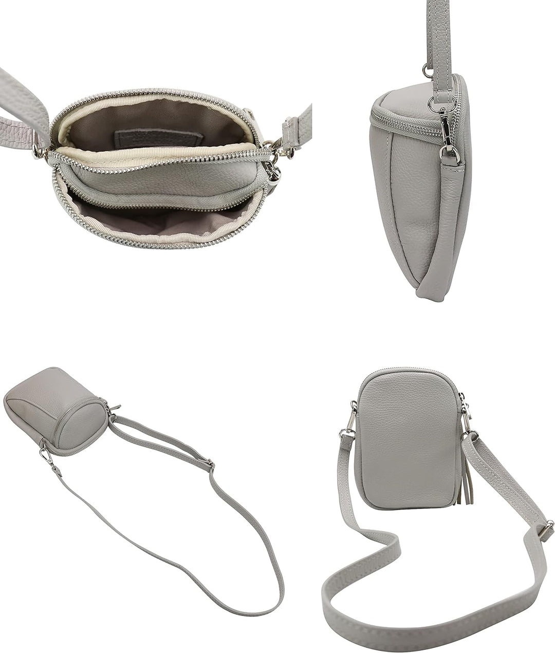 SH Leder Damen Handytasche Umhängetasche Geldbörse Multifunktion Beutel Schultertasche aus Echtleder