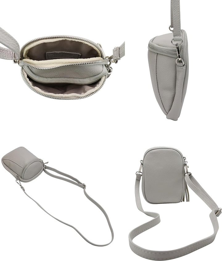 SH Leder Damen Handytasche Umhängetasche Geldbörse Multifunktion Beutel Schultertasche aus Echtleder