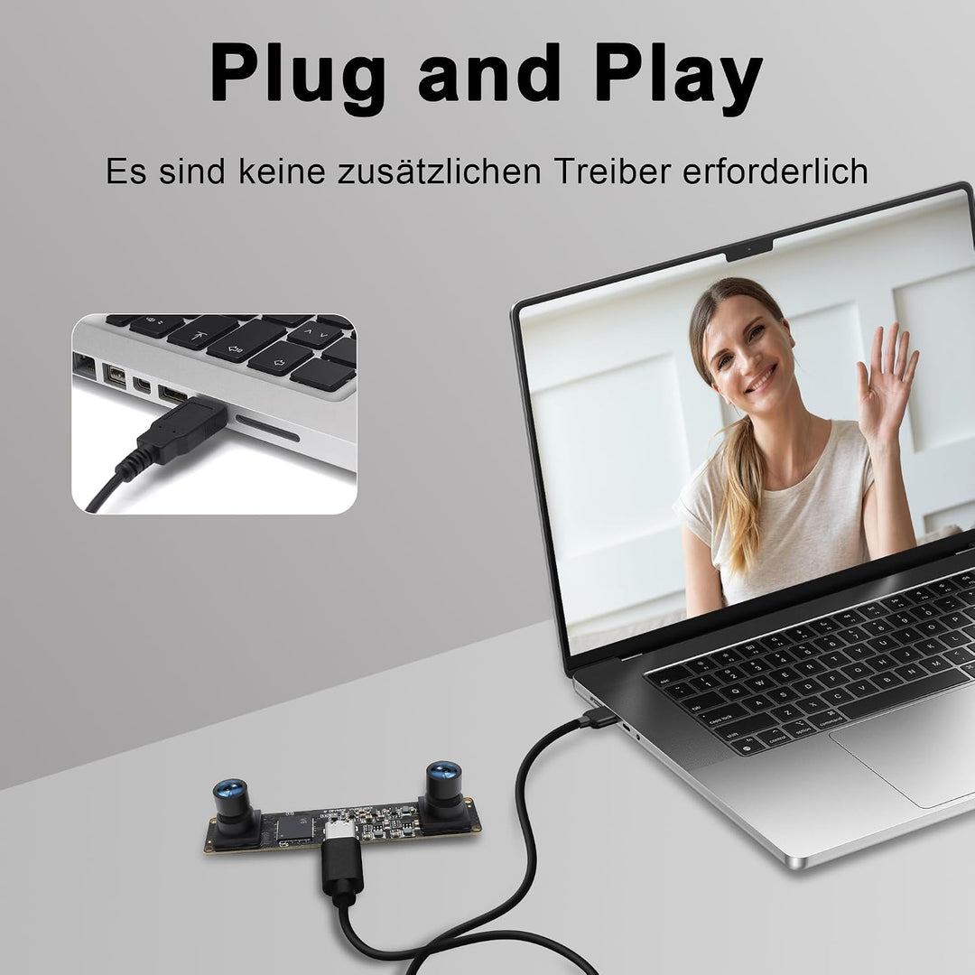 1200P Global Shutter USB-Kameramodul mit Sync Dual Lens, Hoher Bildfrequenz 120fps/60fps, 94 Grad, I
