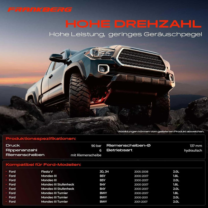 Frankberg Servopumpe hydraulisch Lenkung Kompatibel mit Fiesta V JH JD 2.0L 2005-2008 Mondeo III B5Y