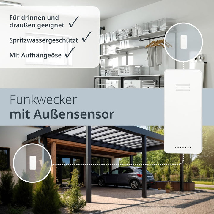 ADE Digitaler Funkwecker mit Projektion und Aussensensor | Projektionswecker mit 2 Weckzeiten| Uhr m