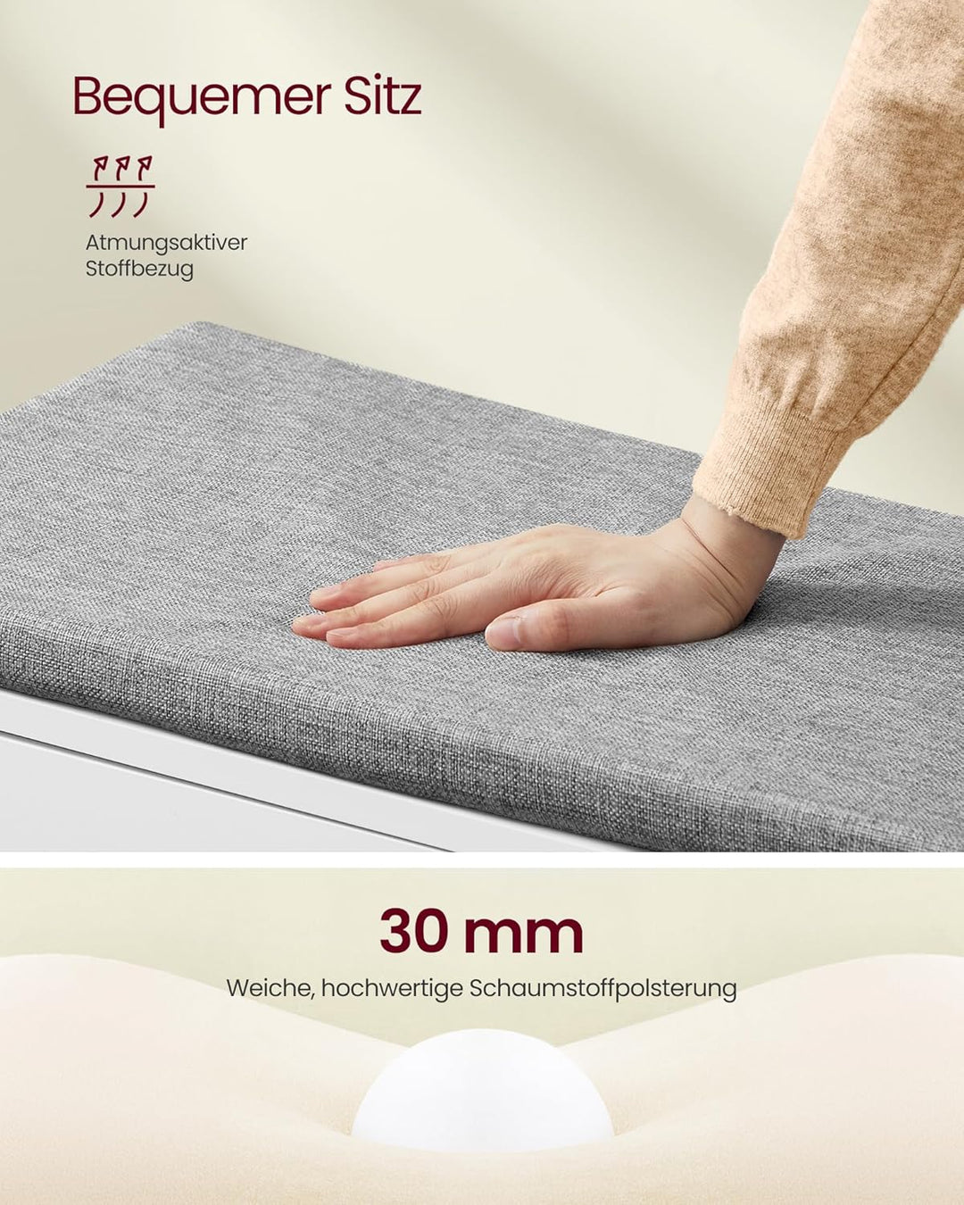 VASAGLE Schuhbank, 3 Ebenen, Sitzbank mit Stauraum, Türen und Sitzkissen, Schuhregal mit höhenverste