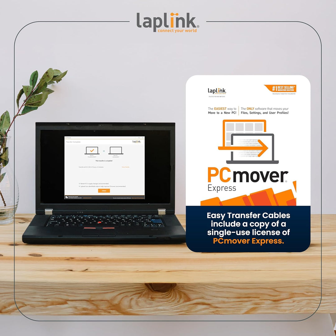 LAPLINK Easy Transfer Ethernet High Speed Kabel & PCmover – 1 Gbps Ethernet Transferkabel inkl. Soft
