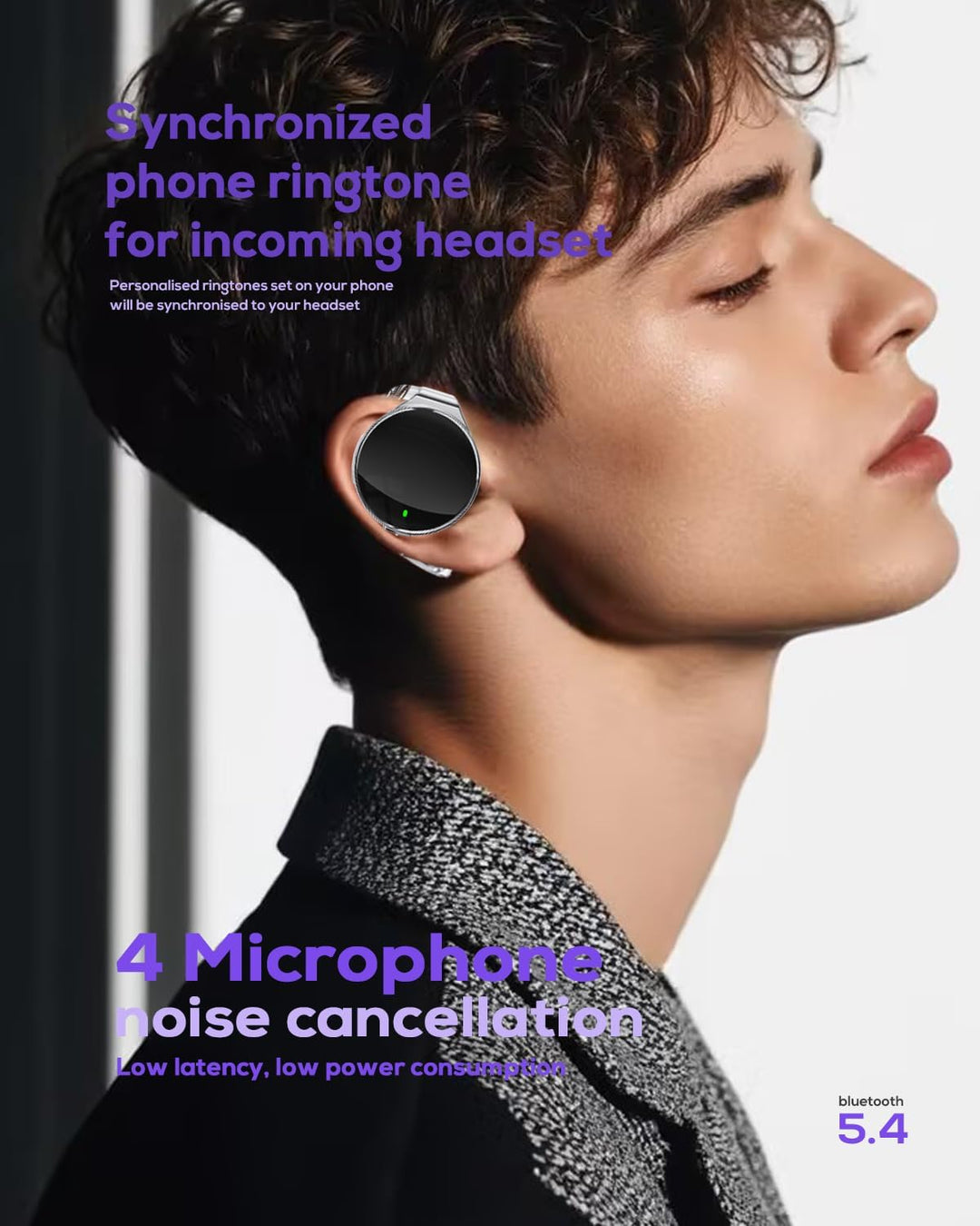 On Ear Kopfhörer Bluetooth 5.4, Open Ear Kopfhörer Kabellos Bluetooth Geräuschunterdrückung, Wassert